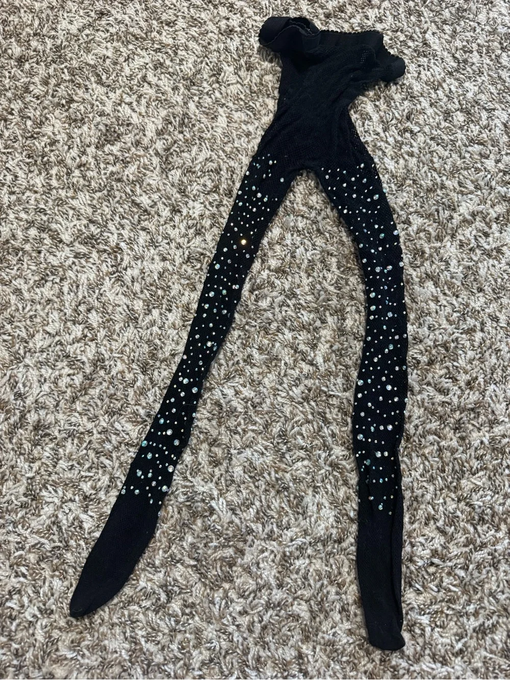 Black Rhinestone-Embellished Sheer Tights